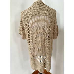 Women's Medium Boho Knit Tan Cardigan